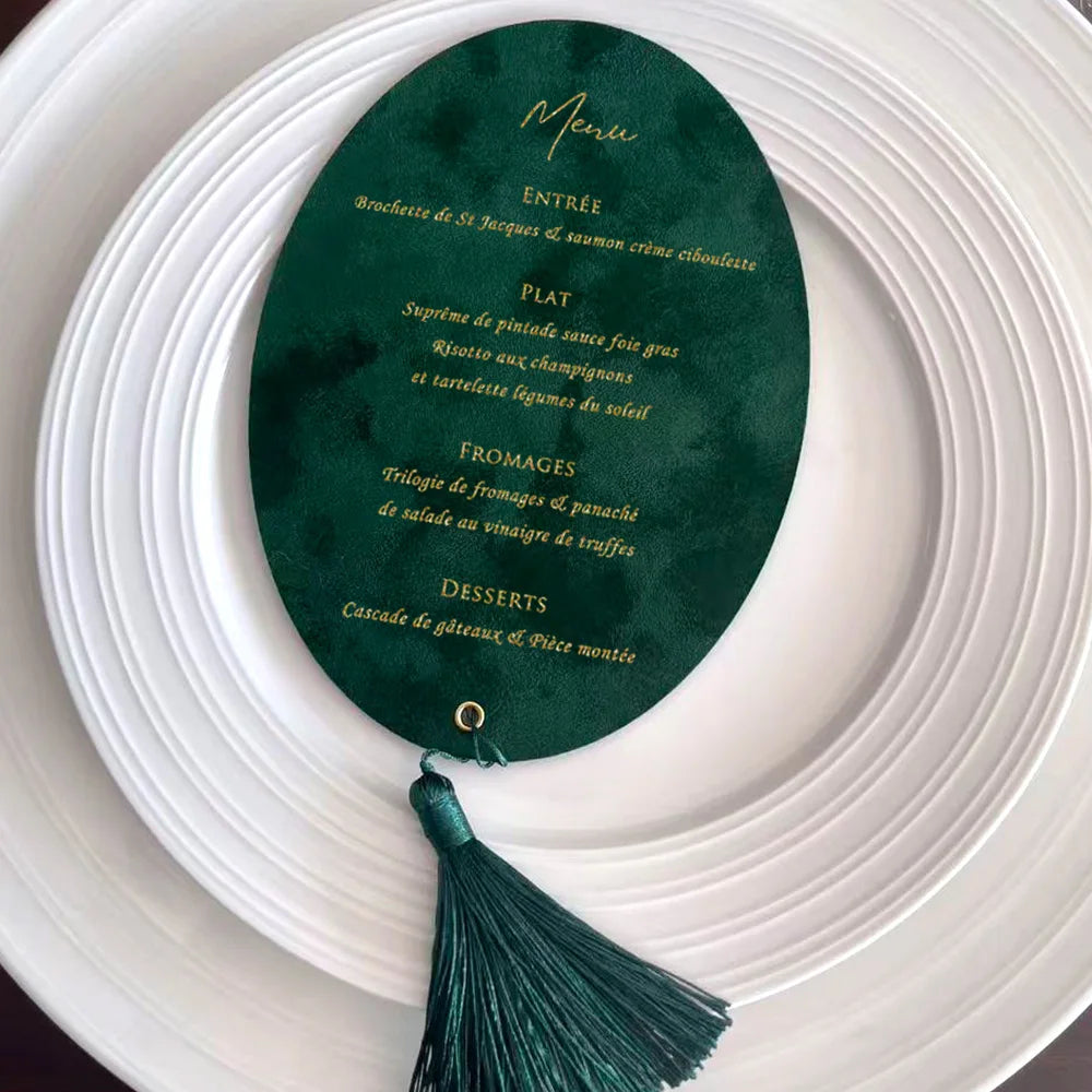 Menu de Casamento Redondo Personalizado com Borla