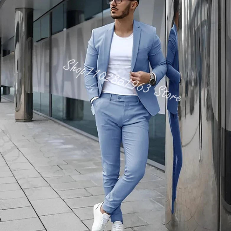 Fato Masculino Cinzento – Conjunto de 2 Peças para Casamento e Eventos Formais