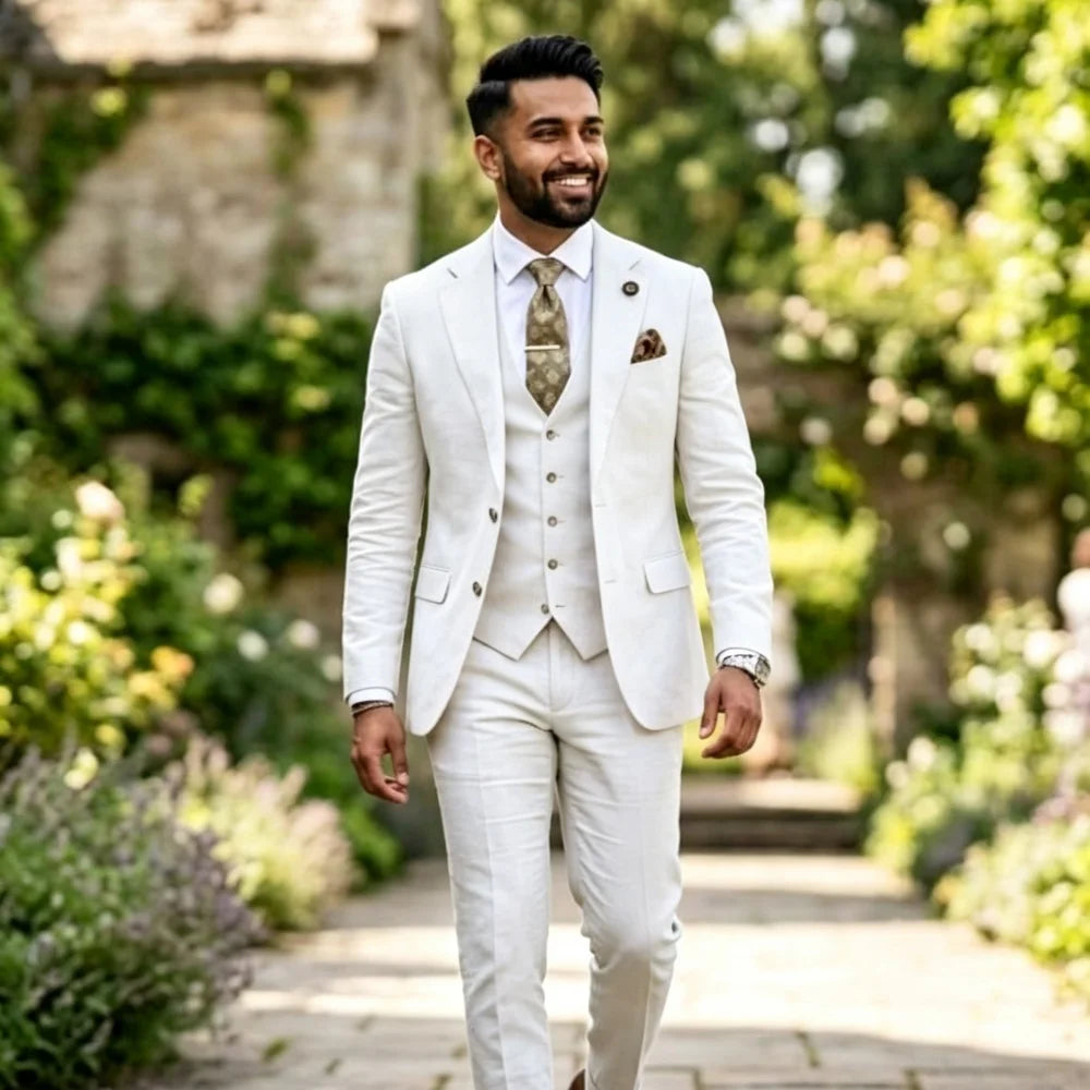Fato Masculino Verde Sálvia em Linho