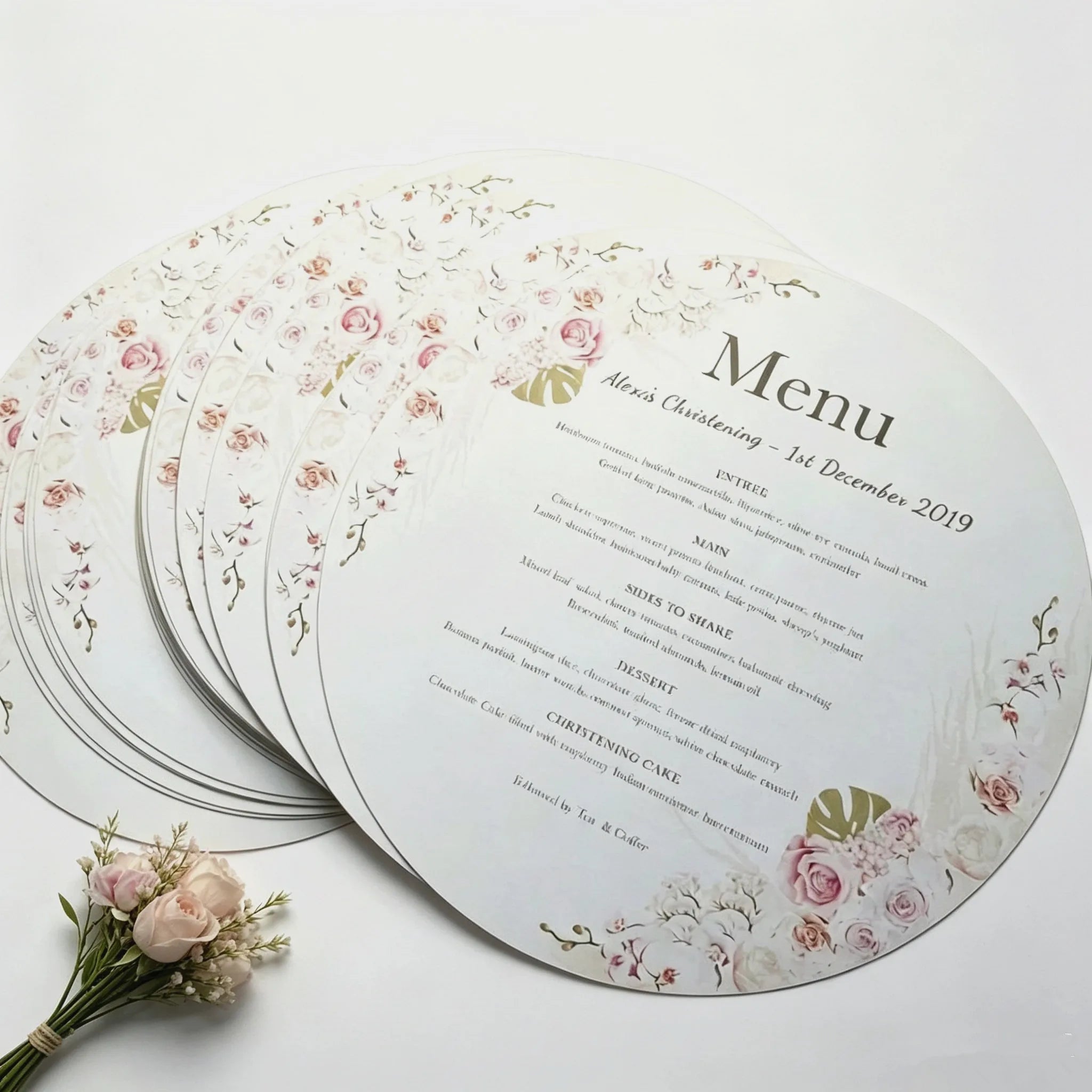Menus de Casamento Redondos Personalizados