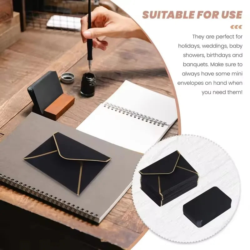 Mini Envelopes Premium com Estampagem Dourada – Pack de 10 | Elegância para Casamentos e Eventos