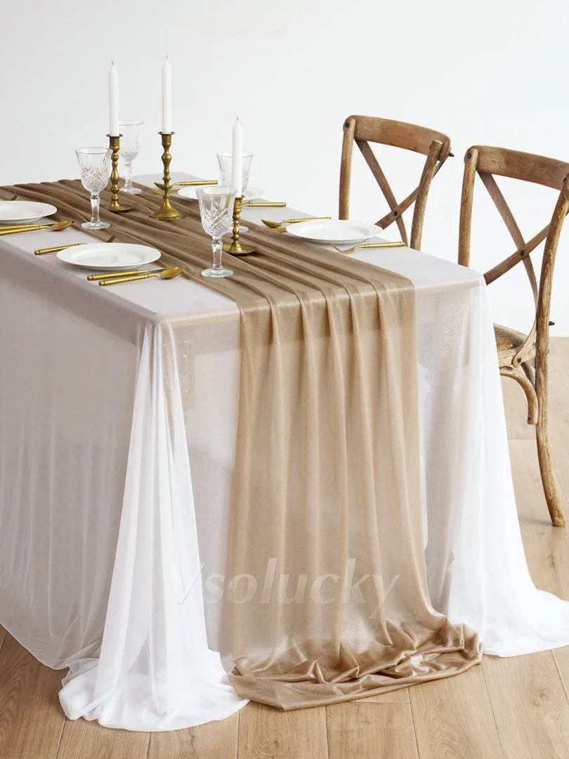 Caminho de Mesa em Gaze Luxuosa – Decoração para Casamentos e Eventos