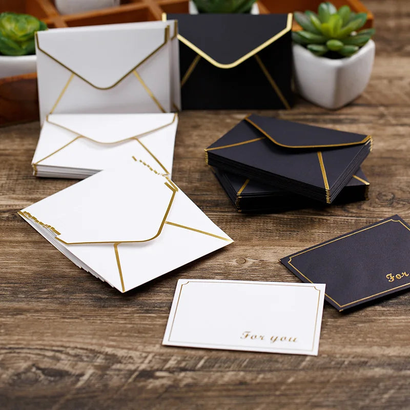 Mini Envelopes Premium com Estampagem Dourada – Pack de 10 | Elegância para Casamentos e Eventos