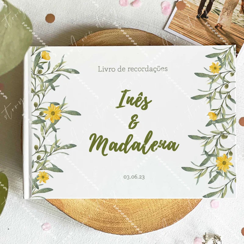 Livro de Honra Branco Personalizado | Livro de Assinaturas para Casamento