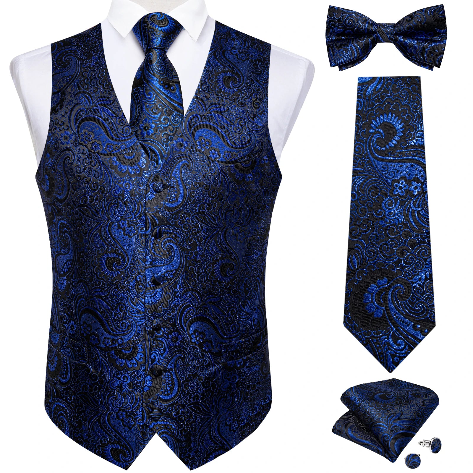 Conjunto Formal Masculino Preto Paisley
