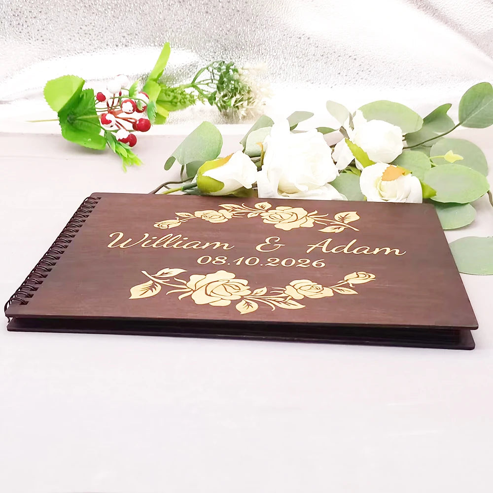 Livro de Honra Personalizado em Madeira | Álbum de Assinaturas e Fotografias