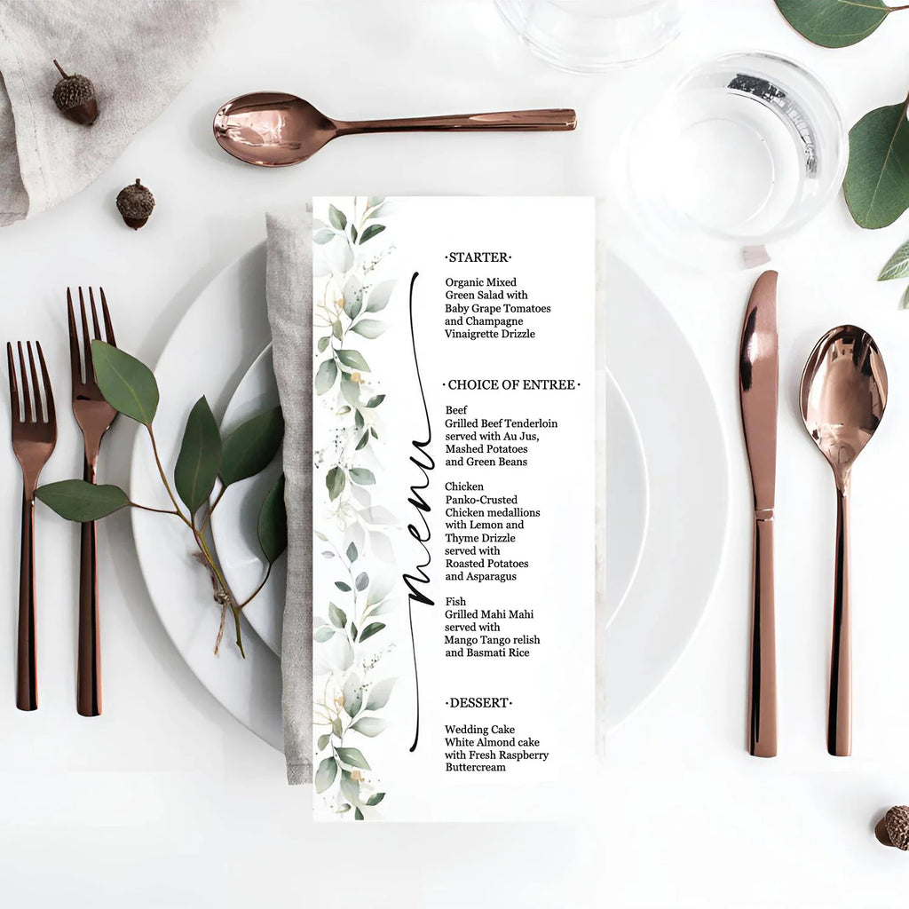 Menus de Casamento Personalizados com Design Floral