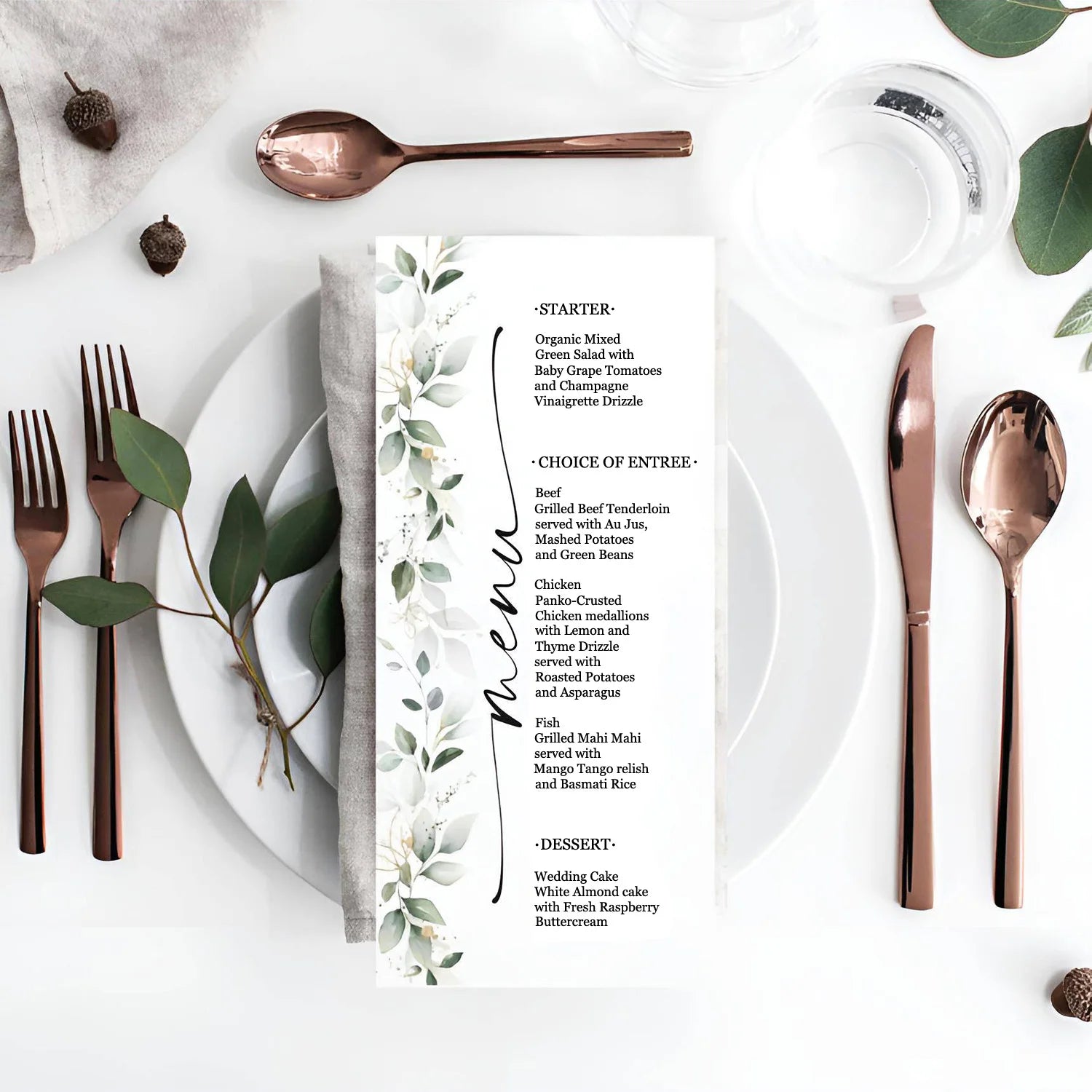 Menus de Casamento Personalizados com Design Floral