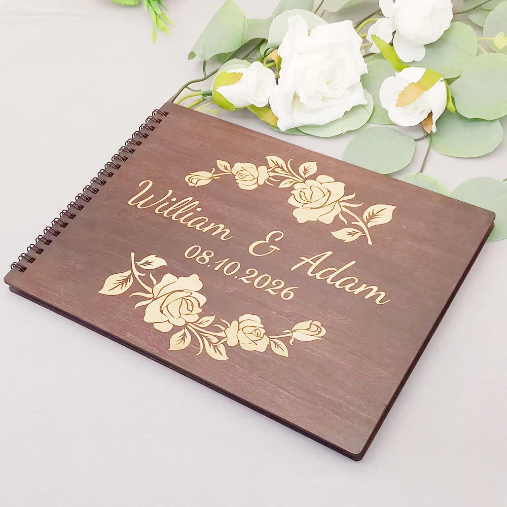 Livro de Honra Personalizado em Madeira | Álbum de Assinaturas e Fotografias