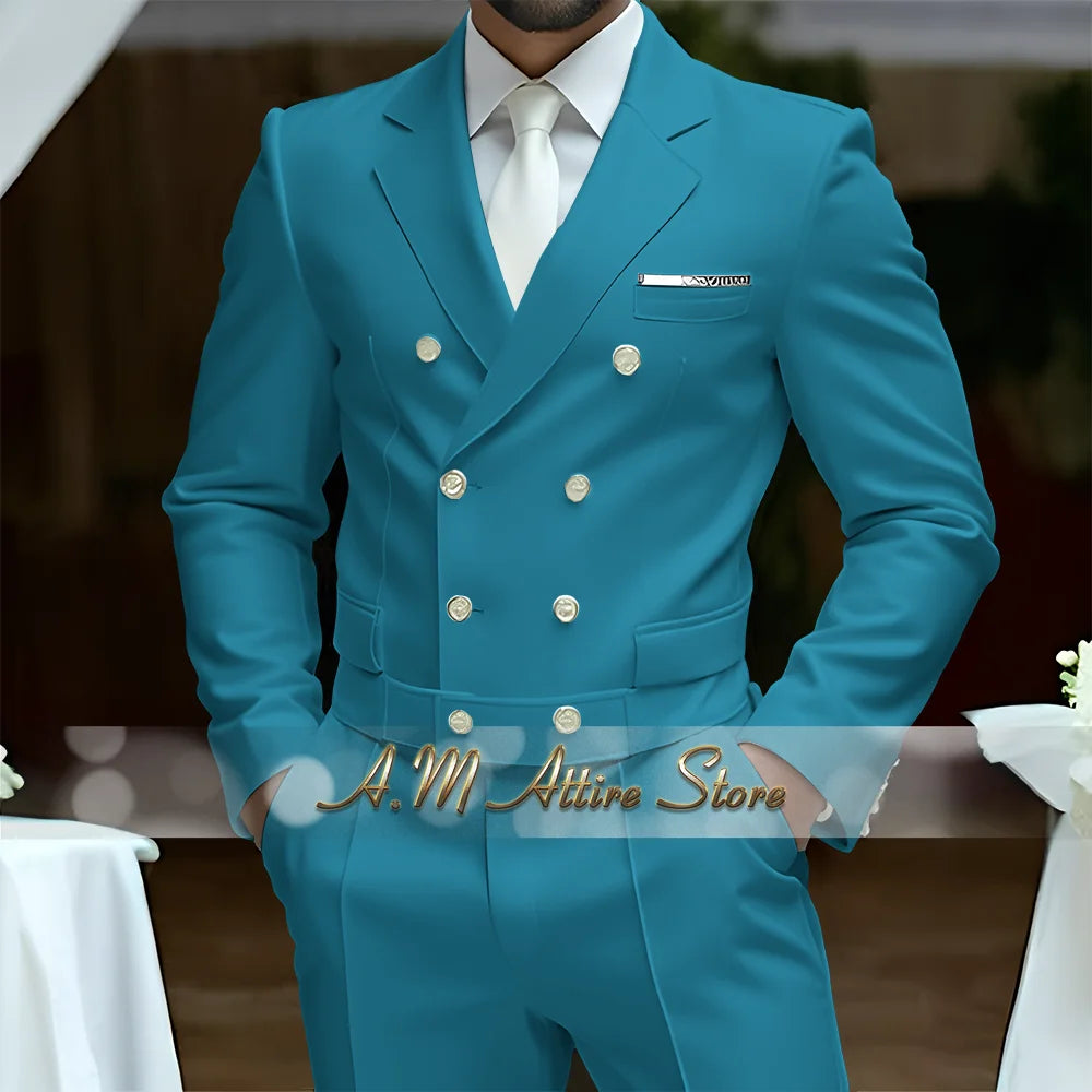 Fato Masculino Branco de Luxo – Blazer Cruzado e Calças Elegantes