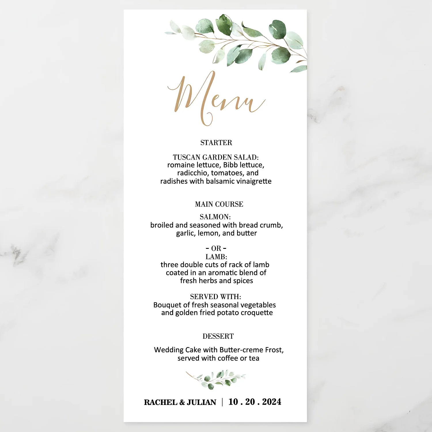 Menus de Casamento Personalizados com Design Floral