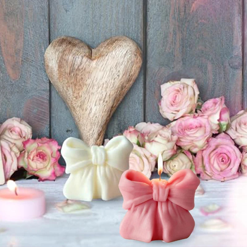 Vela Aromática 3D em Forma de Laço para Decoração e Presentes
