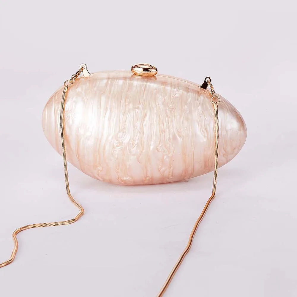 Clutch Acrílica Marmoreada Bege