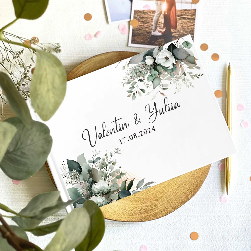 Livro de Honra Branco Personalizado | Livro de Assinaturas para Casamento