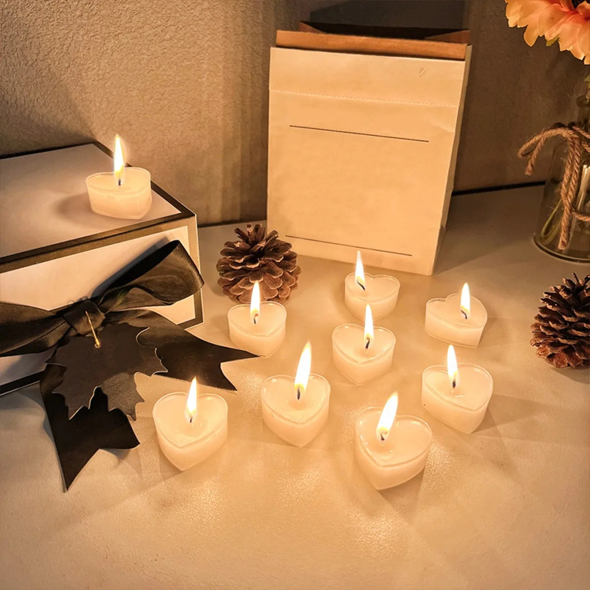 Velas Aromáticas em Forma de Coração — Kit com 9 Unidades