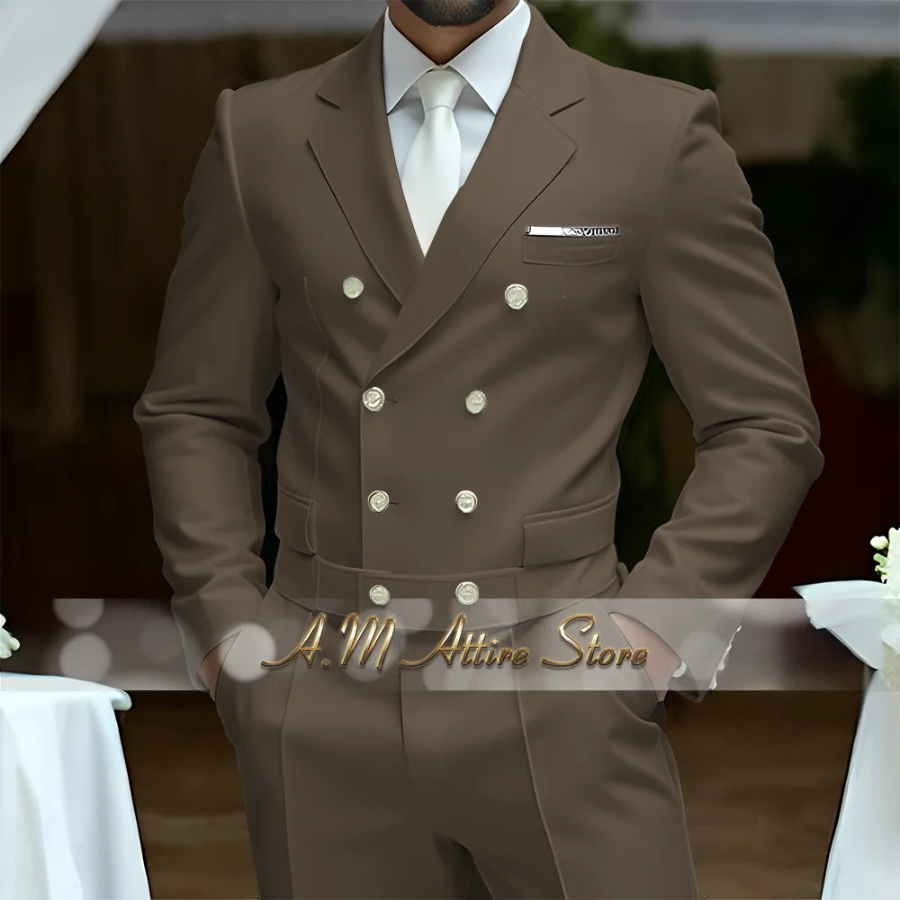 Fato Masculino Branco de Luxo – Blazer Cruzado e Calças Elegantes