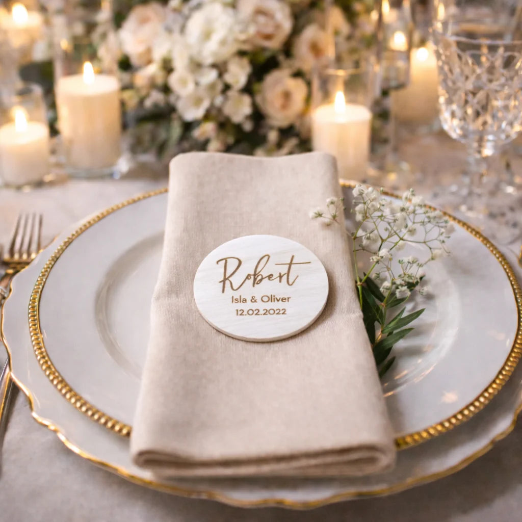 Marcadores de Lugar Personalizados para Casamento