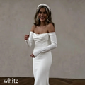 Vestido de Noiva Sereia em Cetim com Mangas Ombro a Ombro