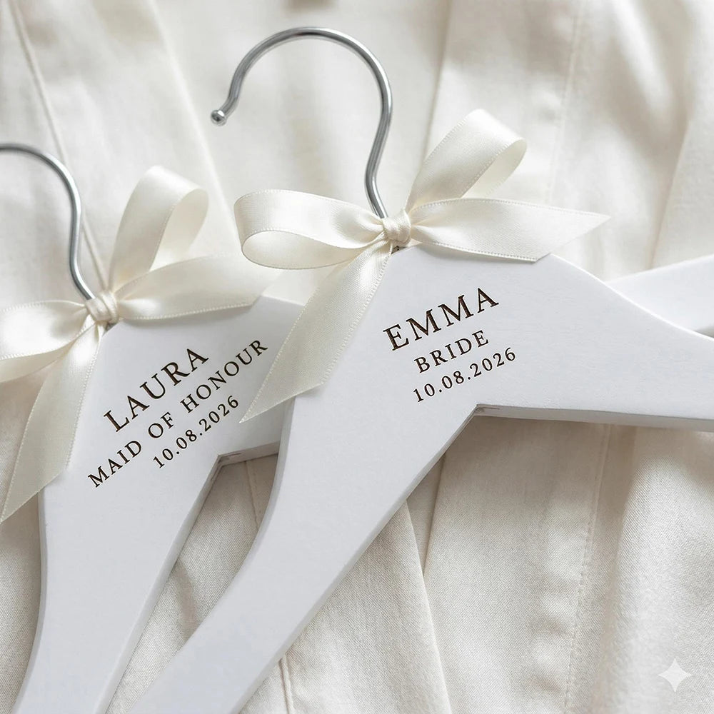 Cabide de Madeira Gravado Personalizado – A Recordação Perfeita para o Seu Casamento