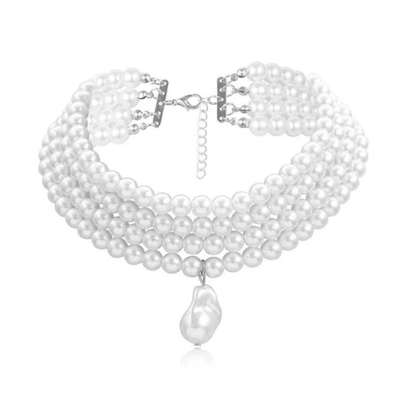 Colar Choker de Pérolas em Camadas