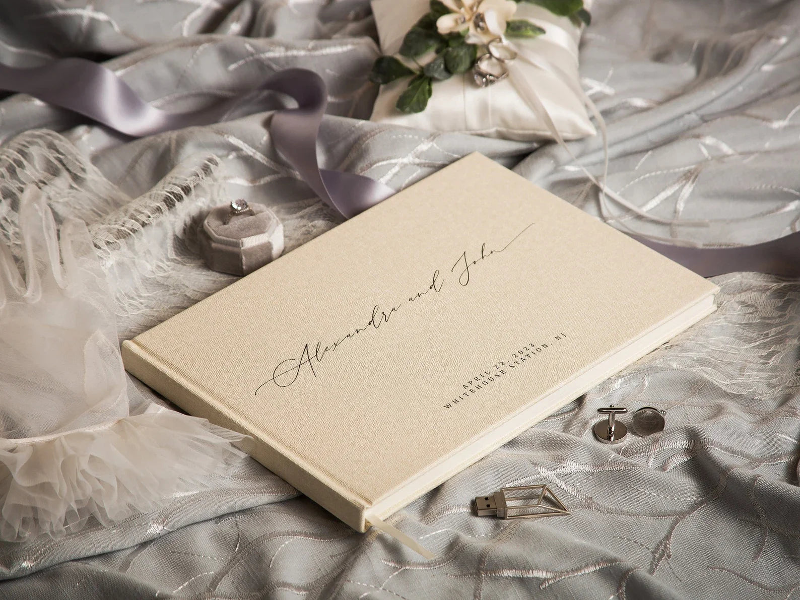 Livro de Honra em Linho Personalizado | Álbum Polaroid para Casamento e Noivado
