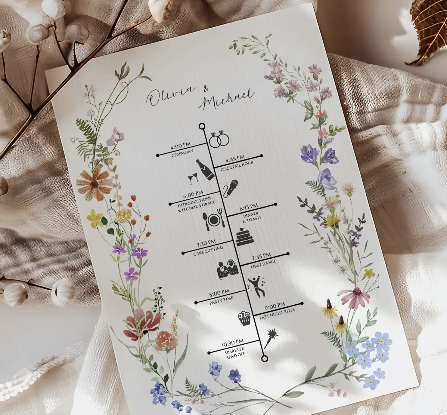 Menus de Casamento Premium com Impressão Letterpress