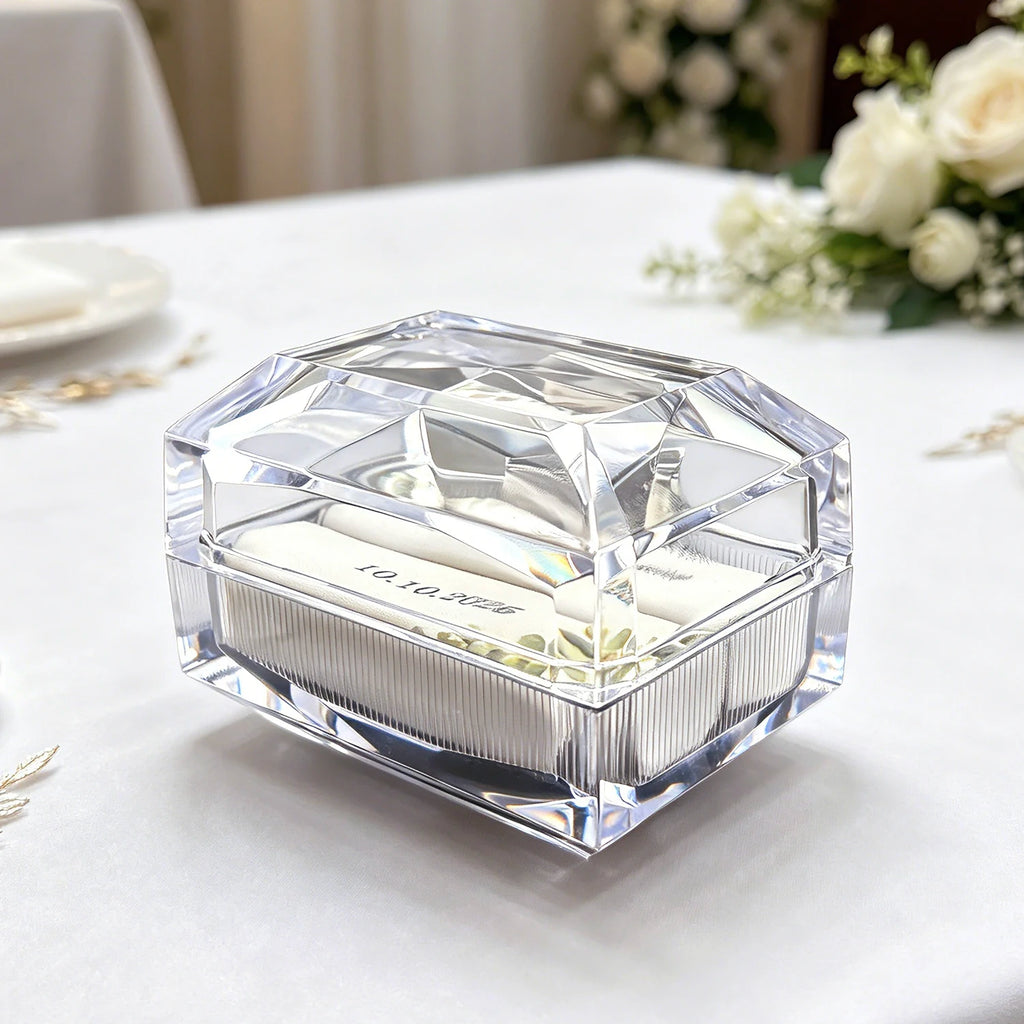 Custom wedding ring box for 2 rings Personalized Acrylic Ring Box for bride and groom before church Ring Box for the Wedding