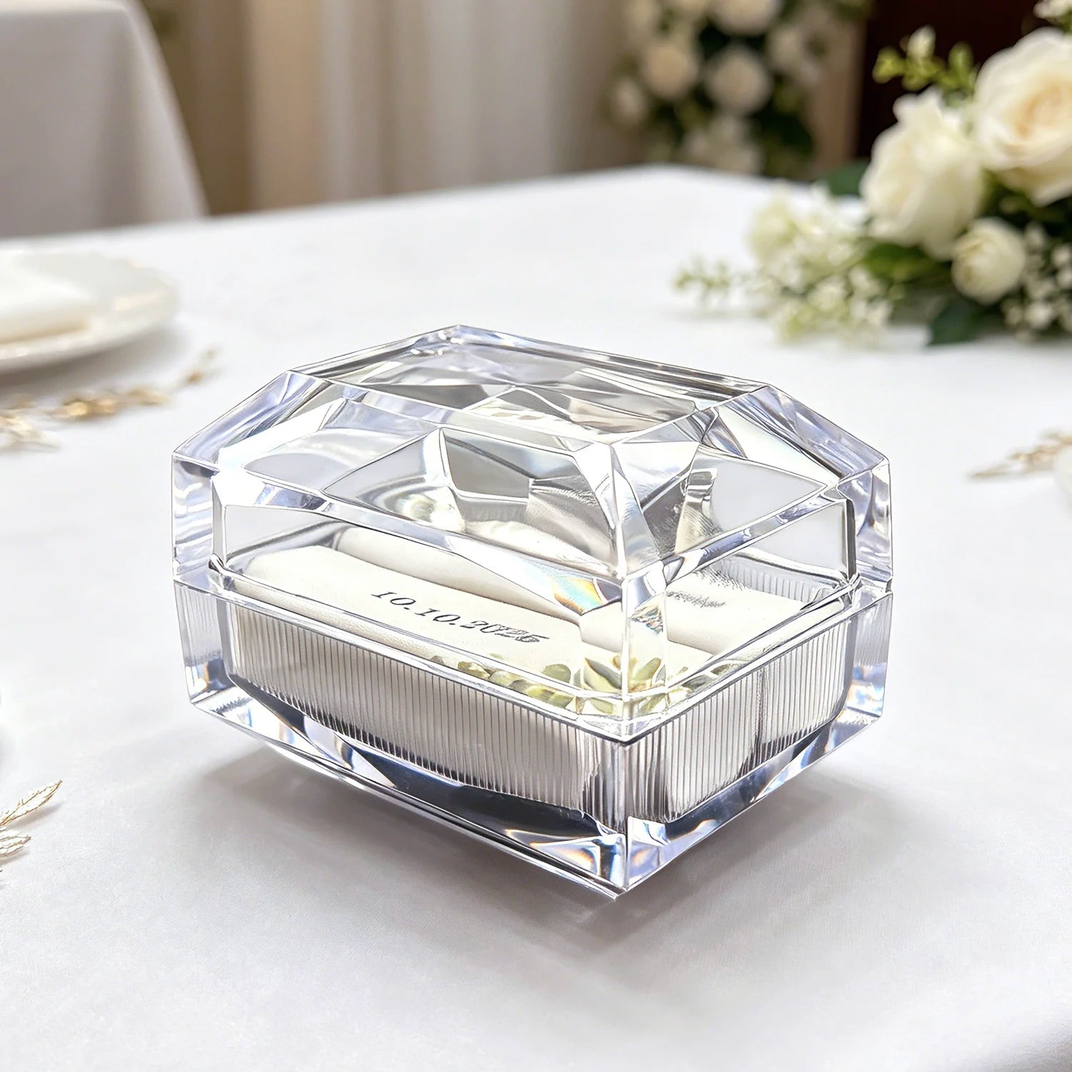 Custom wedding ring box for 2 rings Personalized Acrylic Ring Box for bride and groom before church Ring Box for the Wedding