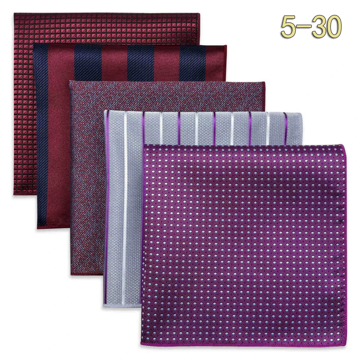 Conjunto de 5 Lenços de Bolso para Homem