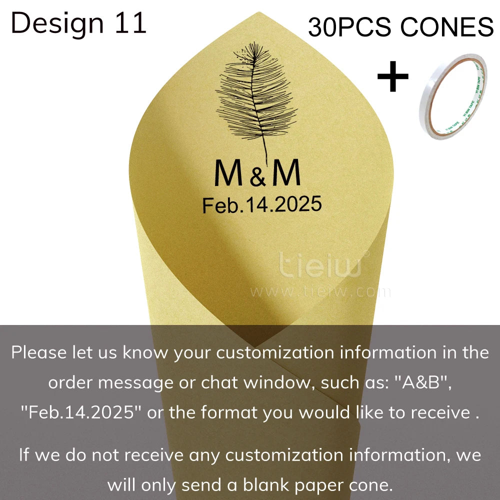 Cones para Confettis Personalizados – Papel Elegante para Casamento