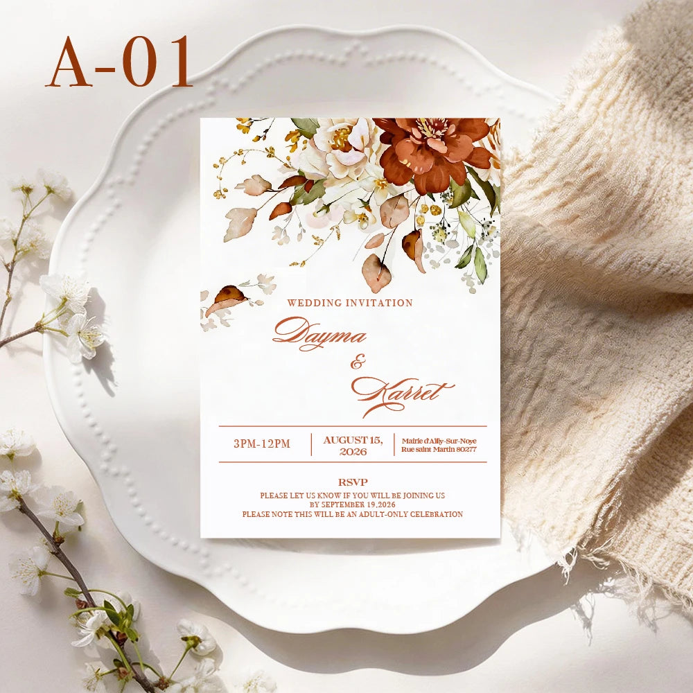 Convites de Casamento Personalizados Floral – 10 a 50 Unidades | Save the Date Premium