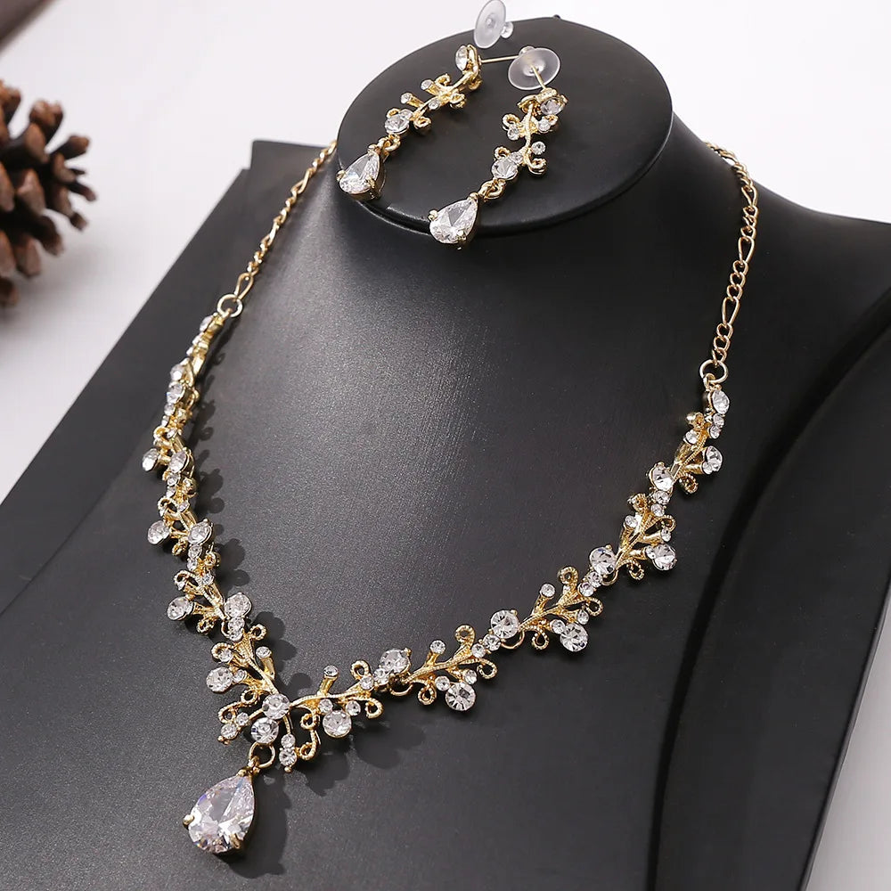 Conjunto de Noiva Luxo 4 Peças – Tiara, Colar e Brincos
