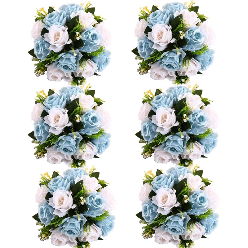 Conjunto de 6 Bolas Florais Artificiais com Rosas – Centros de Mesa para Casamentos