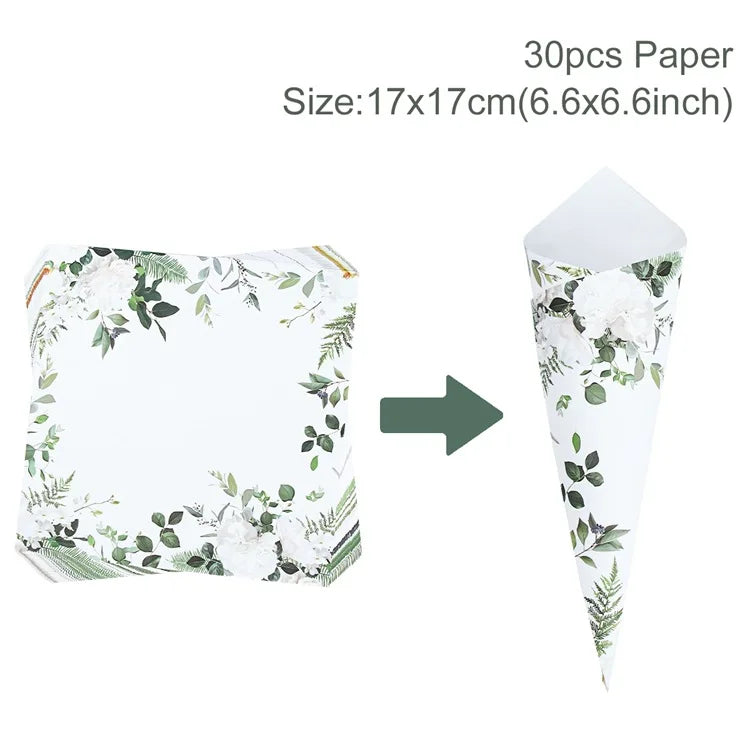 Conjunto de 30 Cones para Confettis com Caixa Suporte – Decoração para Casamentos