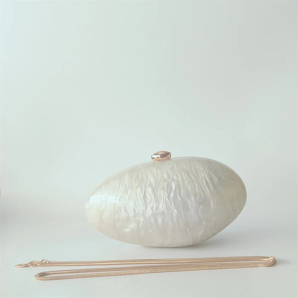 Clutch Acrílica Marmoreada Bege