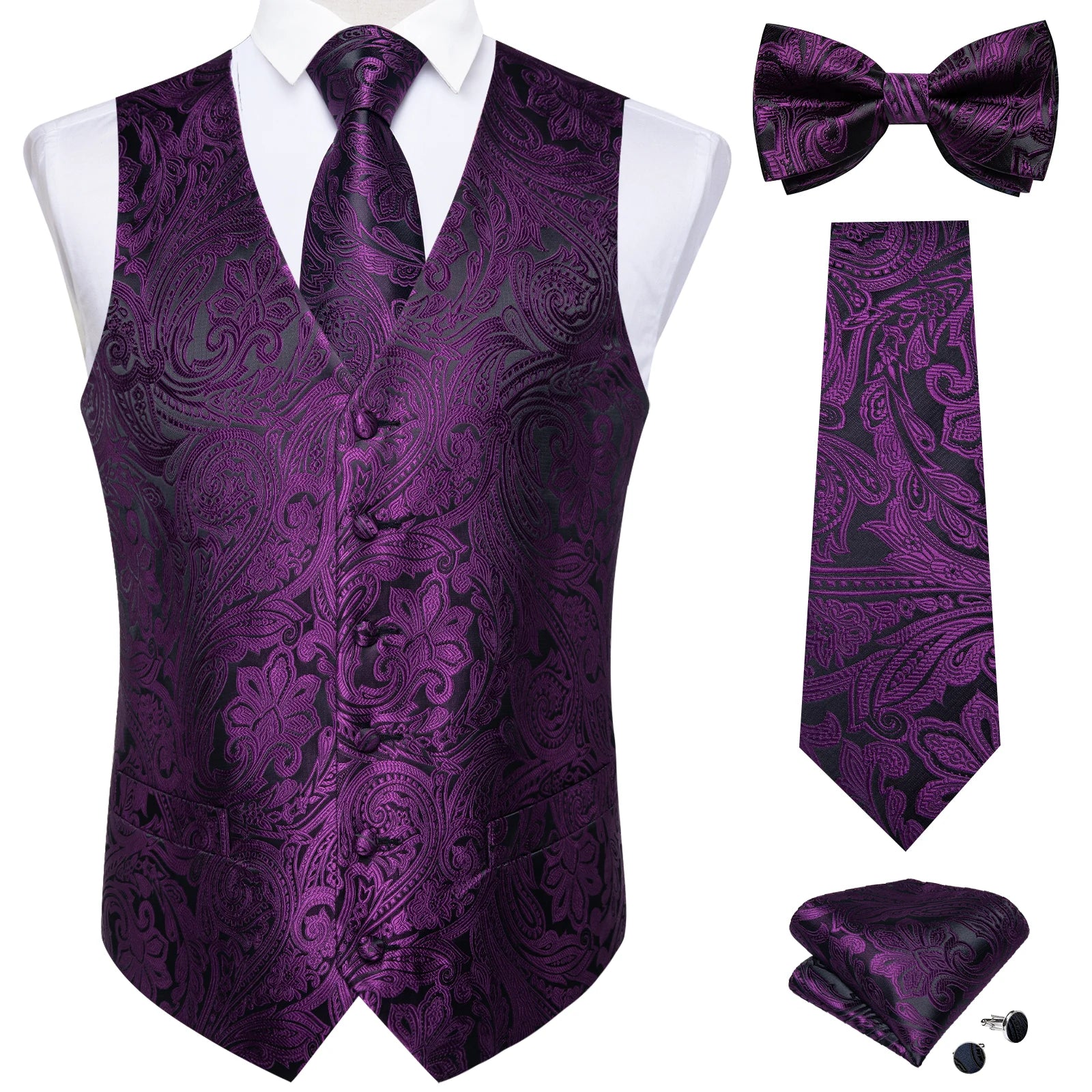 Conjunto Formal Masculino Preto Paisley