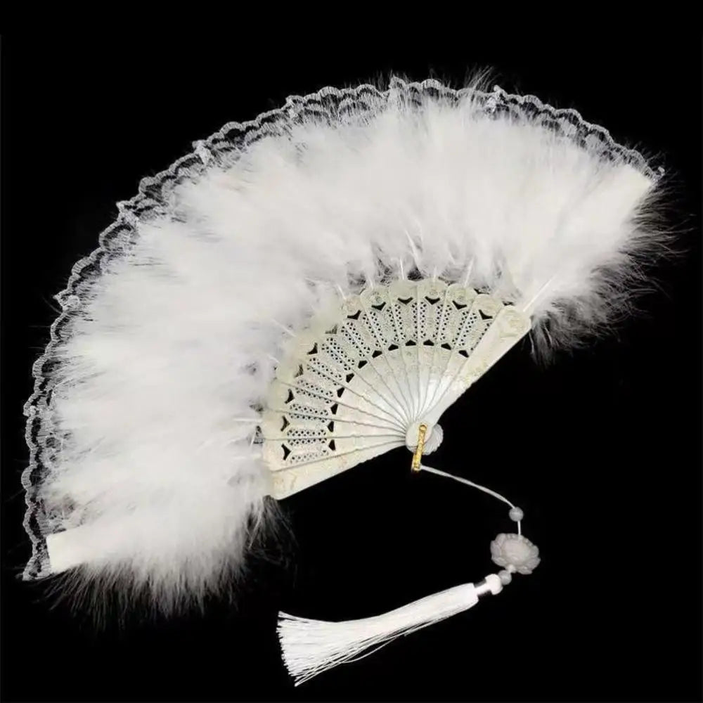 Leque Branco de Penas para Noiva – Acessório para Despedida de Solteira e Casamento
