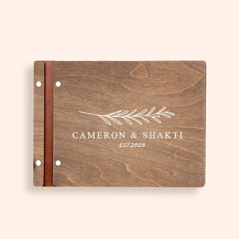Livro de Honra em Madeira Personalizado A4/A5 | Álbum de Assinaturas, Fotografias e Recordações