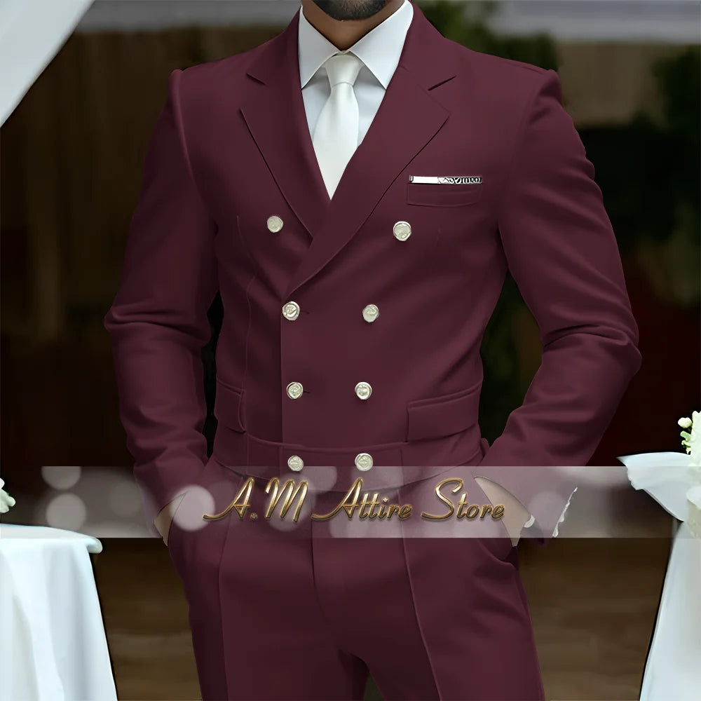 Fato Masculino Branco de Luxo – Blazer Cruzado e Calças Elegantes