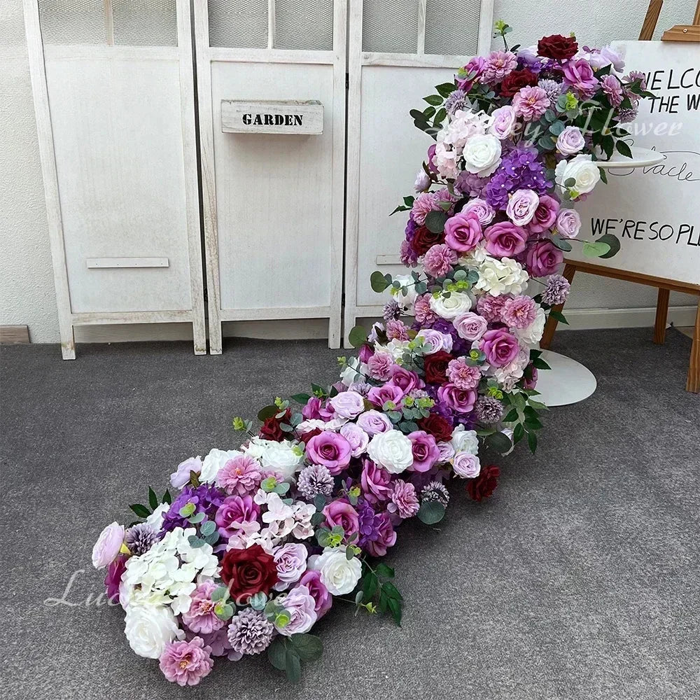 Arranjo Floral Artificial Luxo 2 m – Rosas em Seda para Mesas, Arcos e Casamentos
