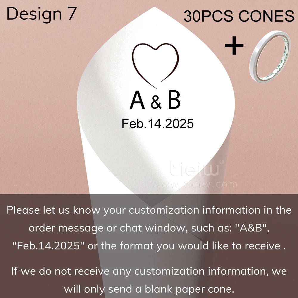 Cones para Confettis Personalizados – Papel Elegante para Casamento
