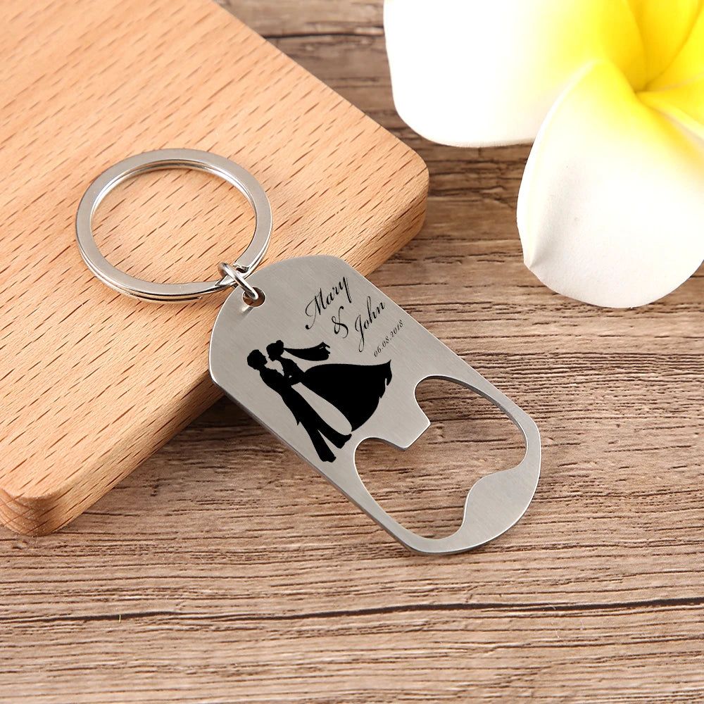 Abridor de Garrafas Personalizado – Chaveiro Lembrança de Casamento