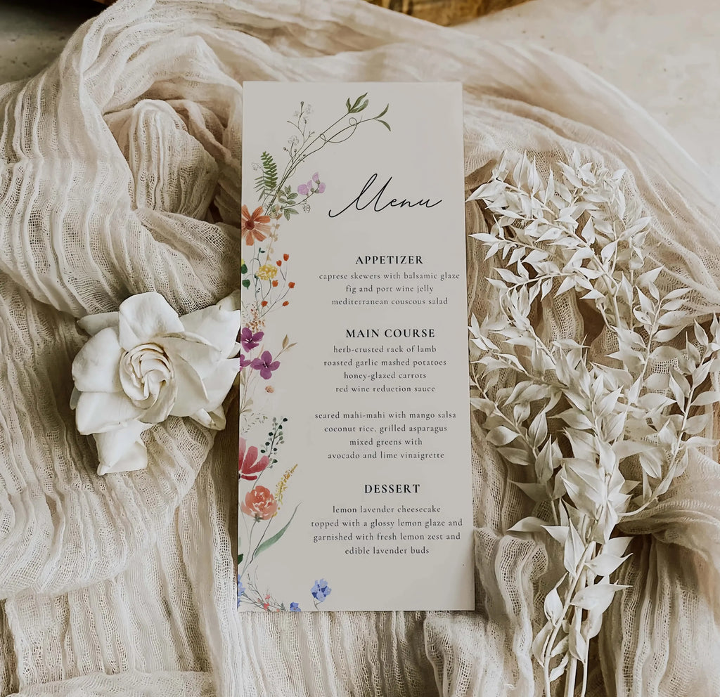Menus de Casamento Premium com Impressão Letterpress