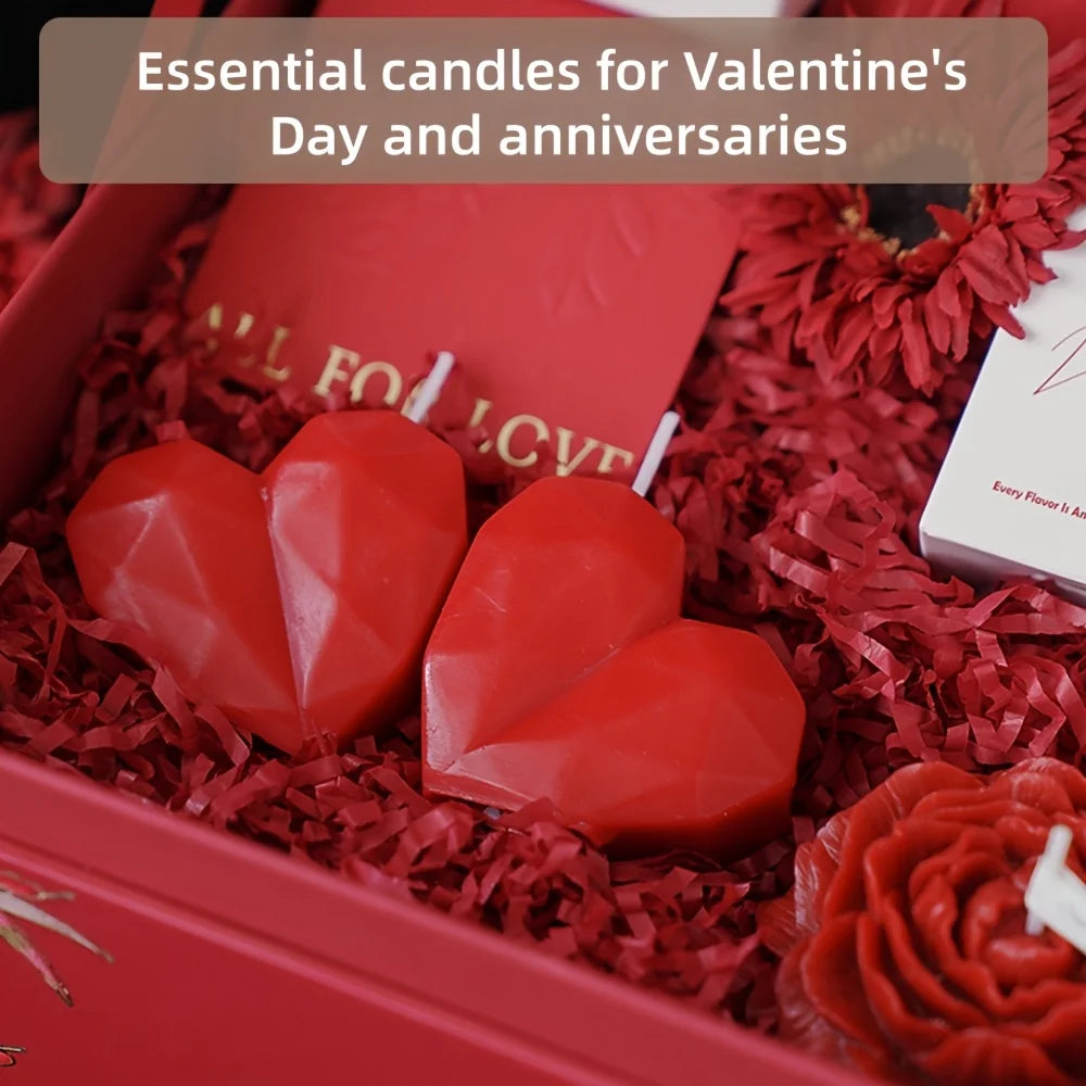 Velas Aromáticas Vermelhas em Forma de Coração — Kit com 2 Unidades