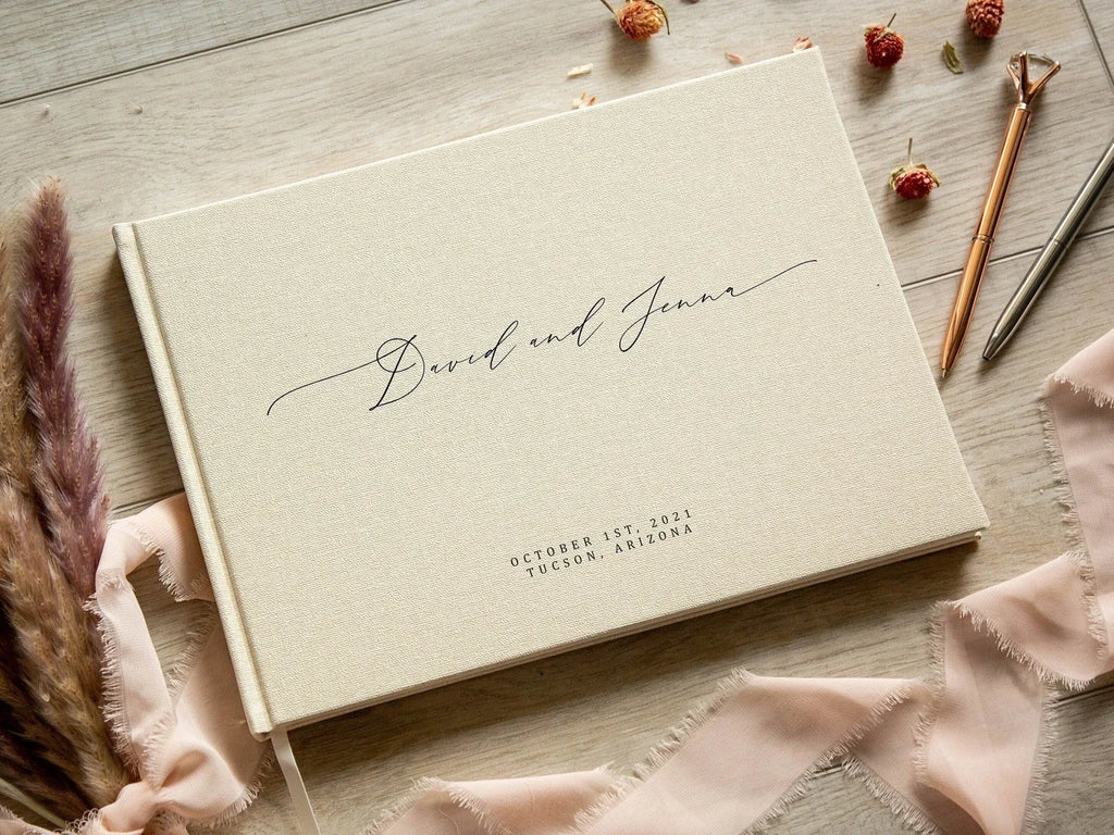 Livro de Honra em Linho Personalizado | Álbum Polaroid para Casamento e Noivado