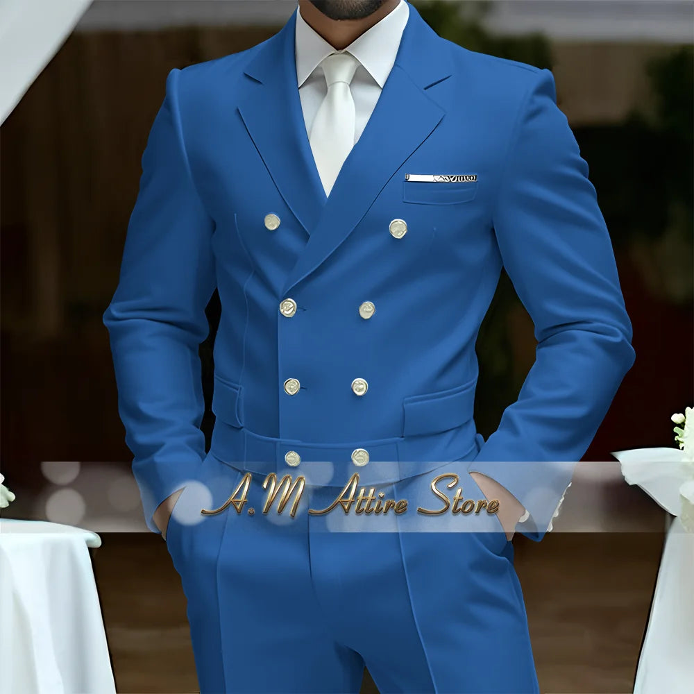 Fato Masculino Branco de Luxo – Blazer Cruzado e Calças Elegantes