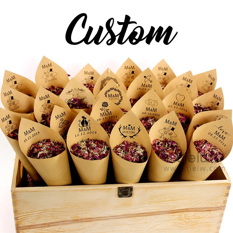 Cones para Confettis Personalizados – Papel Elegante para Casamento