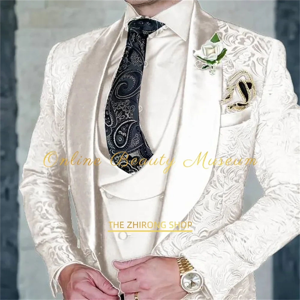 Fato Premium Jacquard de 3 Peças para Homem
