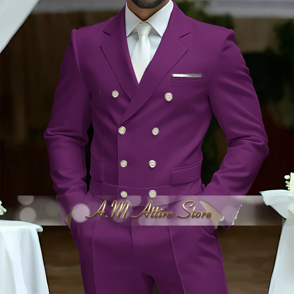 Fato Masculino Branco de Luxo – Blazer Cruzado e Calças Elegantes