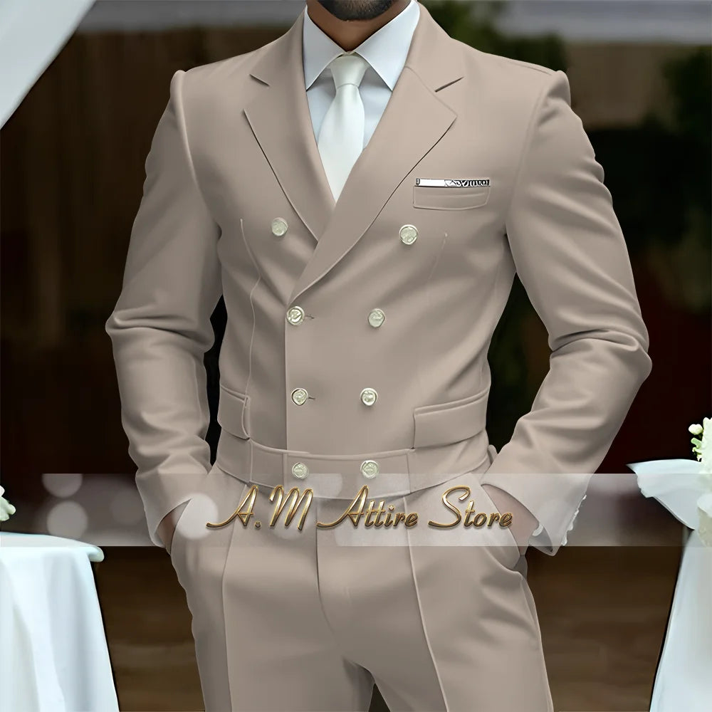 Fato Masculino Branco de Luxo – Blazer Cruzado e Calças Elegantes